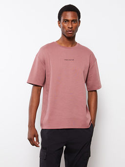 Bisiklet Yaka K?sa Kollu Bask?l? Erkek Sweatshirt