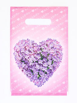 Цена за 100 шт. Пакет подарлчный «Сердечко», полиэтиленовый с вырубной ручкой, 20×30 см, 30 мкм