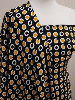 Штапель Витро цв.черный/оранжево-желтый, ш.1.42м, вискоза-100%, 90гр/м.кв - Купава фото 3