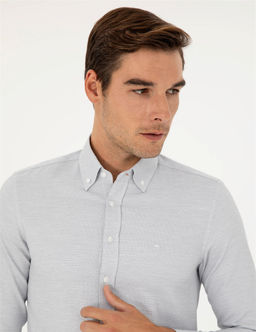 Gri Slim Fit Uzun Kollu G_mlek - Pierre cardin фото 2