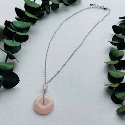 Кулон на цепочке из Розового кварца 50 см +