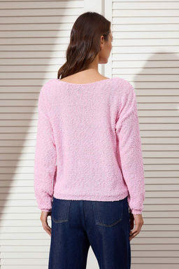 Pembe Dokulu Kay?k Yaka Triko Kazak TWOSS26KZ00007 - Trendyolmilla фото 11