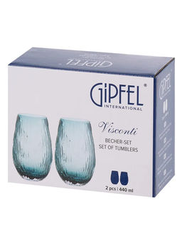 52625 GIPFEL Набор стаканов VISCONTI 440 мл (2шт.). Материал: стекло. Цвет: сине-зеленый.