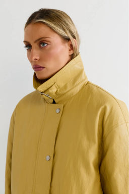 Утепленная парка из эко-кожи Soft Yellow - Erist store фото 3