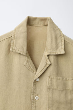 CAMISA BOWLING FLUIDA CON LINO / Khaki - Zara фото 3