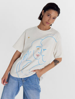 Футболка женская бежевая с печатью белый песок +печать3 112678