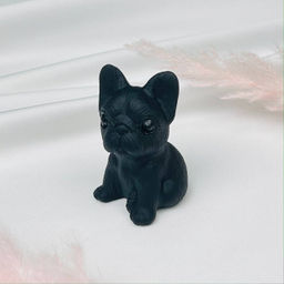 Фигурка резная из Обсидиана Французский бульдог - Радуга самоцветов фото 2