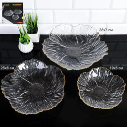 Салатник 3 штуки 28/25/19 см / 9067 /уп 8/ золотая обводка