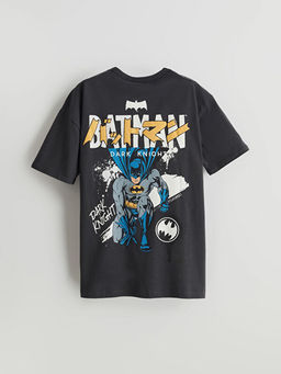 Bisiklet Yaka Batman Bask?l? Erkek ?ocuk Ti??rt