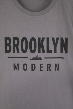 Siyah-Gri 2li Paket Regular/Normal Kal?p Bask?l? %100 Pamuk T-Shirt TMNSS26TS00043