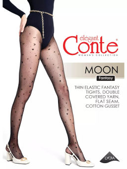 Колготки женские Conte Elegant Moon с рисунком космос черные  фото 4