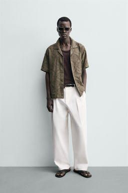 CAMISA RELAXED FIT JACQUARD TEXTURA / kaki-med