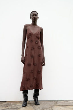BEADED SLIP DRESS WITH EMBROIDERY