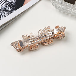 Заколка - автомат для волос «Венди блеск», бабочка, 9 см, золото