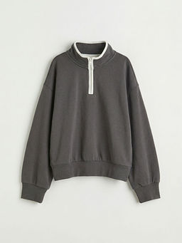 Dik Yaka K?z ?ocuk Sweatshirt