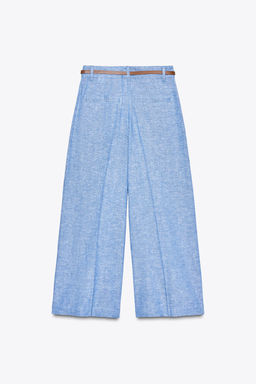 LINEN BLEND CULOTTES WITH BELT - Zara фото 17