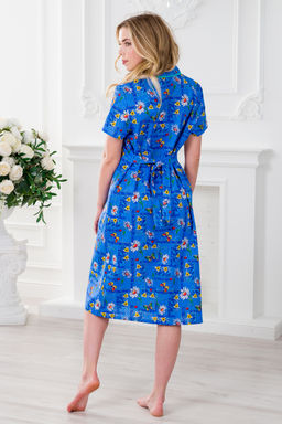 Халат женский из бязи Ирина голубой макси