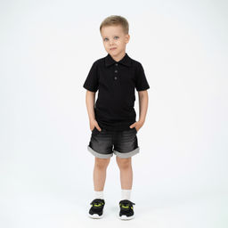 Футболка поло детская черная 659 (140, 72)