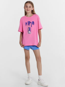 Футболка для девочек розовая с печатью - Mark formelle фото 4