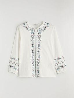 Ba?lamal? Yaka ?i?ekli Bluz