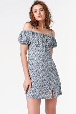 Платье летнее мини приталенное с цветочным принтом