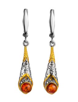 Изысканные серьги из коньячного янтаря Роксана