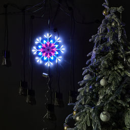 ULD-H4040-048/DTA MULTI IP20 SNOWFLAKE Фигура светодиодная "Снежинка", 40х40см. Подвесная. 48 светодиодов. Красный, синий, белый свет. Провод прозрачный. TM Uniel.
