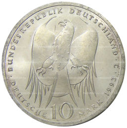 10 марок 1993 года J Германия  150 лет со дня рождения Роберта Коха