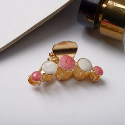 Цена за 6 шт. Краб для волос «Эйлат», 4.5 см, бело-розовый