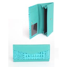 Портмоне женское Croco-ПР-972 натуральная кожа 2 отд, 8 карм, бирюза кайман/бирюза флотер (72/110) 246898