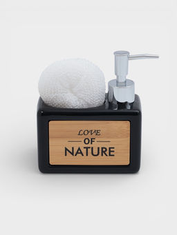 Дозатор для моющего средства SAVANNA «Природа», 450 мл, с подставкой для губки, чёрный