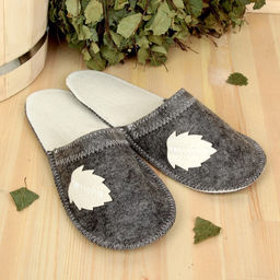 Тапочки для бани Листок серые, войлок - Добропаровъ фото 5