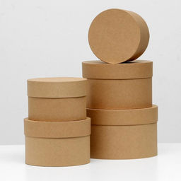 Набор круглых коробок 5 в 1 Крафт однотонный, 23 х 23 х 14 - 15 х 15 х 10 см - UPAK LAND фото 5