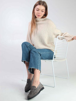 Лоферы туфли 170.2614bl. Серый замок замша