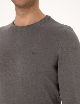 Gri Melanj Slim Fit Bisiklet Yaka Basic Triko Kazak - Pierre cardin фото 7