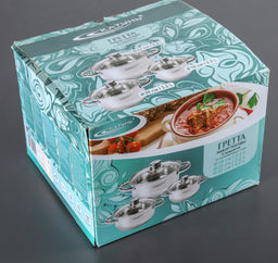 Набор кастрюль 6 пр. (2,2+3,2+4,2л) (ГРЕТТА) в под/уп (KT04-В) Катунь