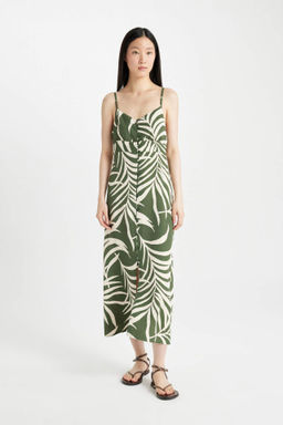 Kalp Yaka Etnik Desenli Maroken Midi Ask?l? Elbise - Defacto фото 2