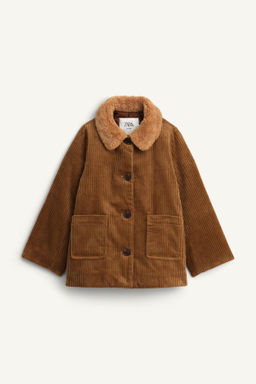CORDUROY COAT WITH FAUX FUR PETER PAN COLLAR LIMITED EDITION - Zara фото 3