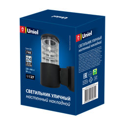 UUL-S11A 60W/E27 IP65 BLACK Светильник уличный, под лампу Е27. Архитектурный накладной. Корпус черный. TM Uniel. - Volpe фото 2