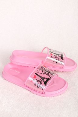 Шлепанцы розовые принт Париж