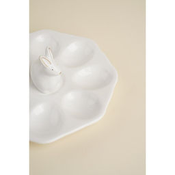 Подставка для яиц SL Home «Пасхальные кролики», 19×9 см, 8 ячеек, керамика, белая
