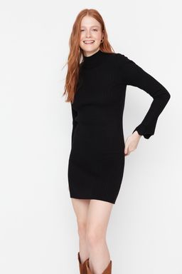 TRENDYOLMILLA Mavi Mini Triko Basic Dik Yaka Elbise TWOAW23EL01415