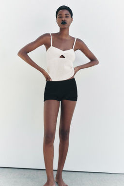 PLAIN LINEN BLEND KNIT TOP WITH KNOT DETAIL - Zara фото 14