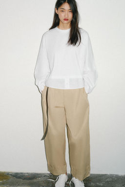 CAMISETA COMBINADA POPEL?N / Blanco