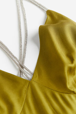 Vestido de sat?n con tirantes de strass - H&m фото 3