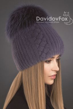 Шапка Лыжница норка орнамент слива
