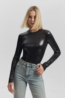 Лонгслив с эффектом металлик