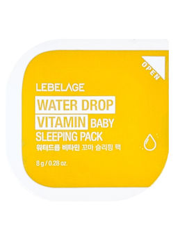 Lebelage Ночная успокаивающая маска для лица с витаминами / Water Drop Vitamin Baby Sleeping Pack, 8 г