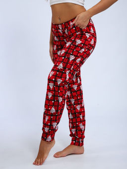Брюки женские, модель 162, трикотаж (42 размер, Ёлочка, красный)
