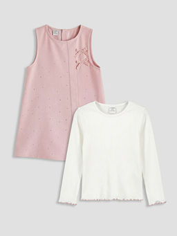 Bisiklet Yaka K?z ?ocuk Ta?l? Elbise ve Ti??rt